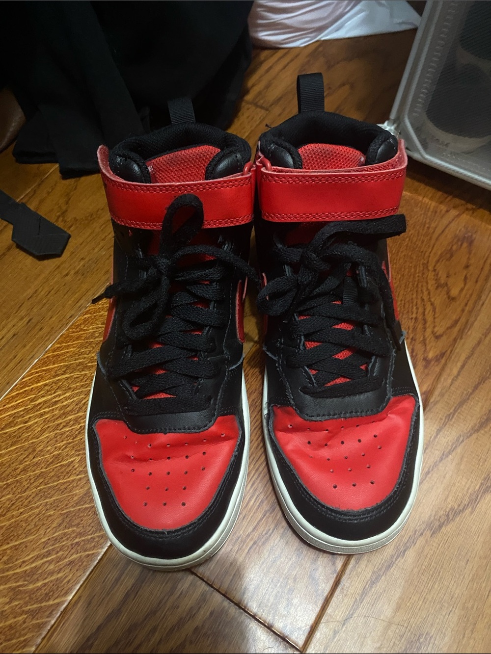 Nike Kids High-Top Sneakers in Black and Red